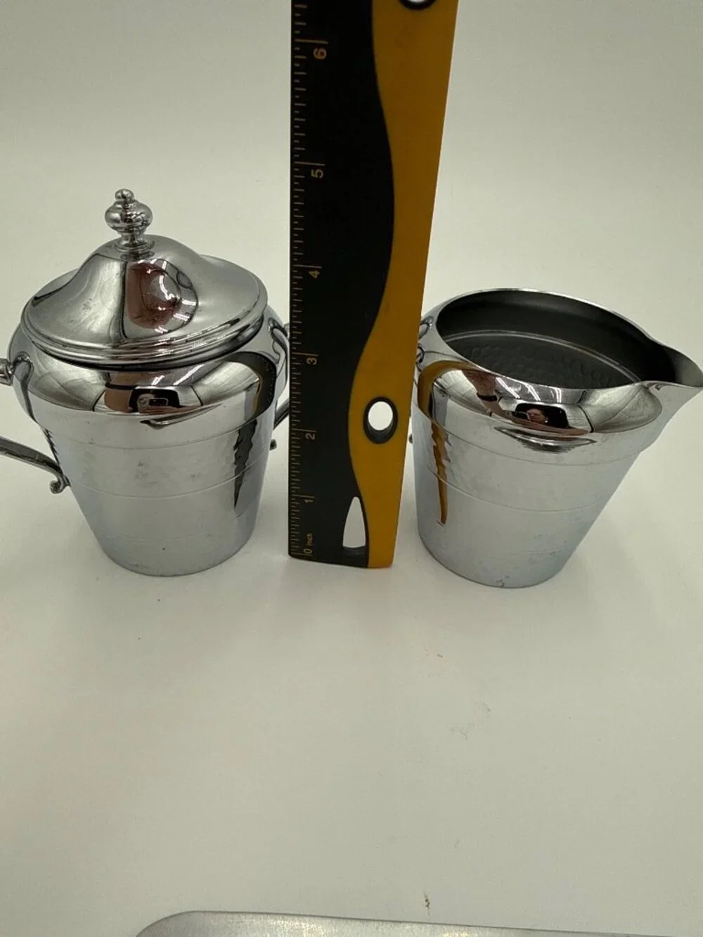 Vintage Cromwell Sugar Bowl Creamer Tray Set Chromium Serving